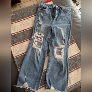 Distressed Blue Jeans